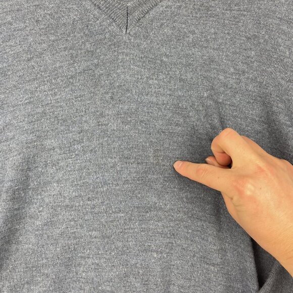 Harry Rosen Made in Italy Fine Merino Wool V Neck Sweater Large Teal Blue Read* - Picture 7 of 16